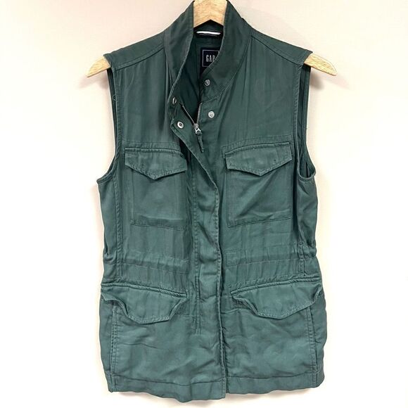 Gap army green lightweight vest zip up vest Sz M - Picture 3 of 7